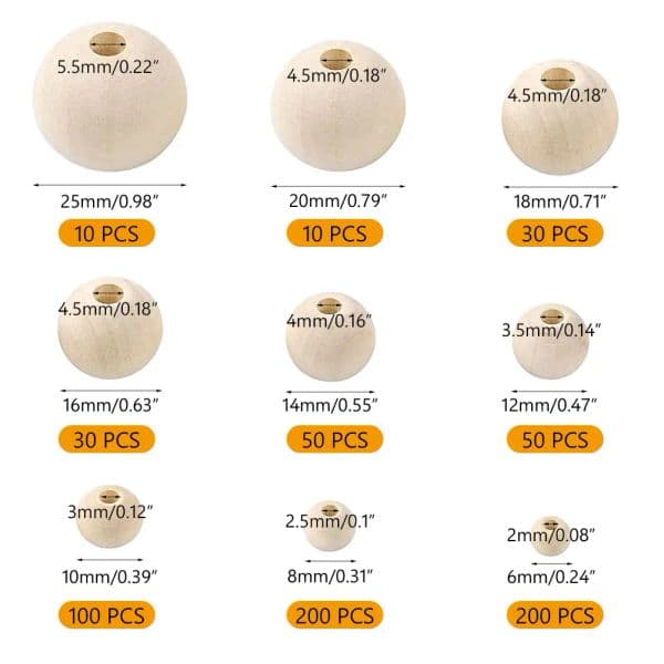 10-200pcs 6-25mm Wood Bead Large Hole Crafts Macrame DIY Jewelry Making Charms Eco-Friendly Spacer Beads Natural Loose Wooden