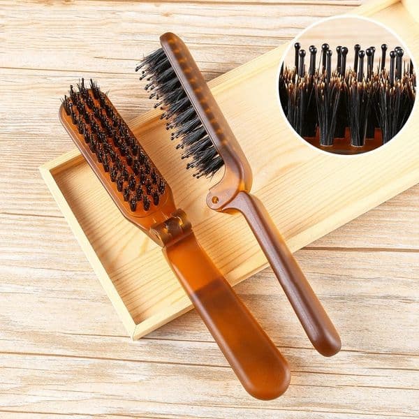 Foldable Hair Comb Portable Boar Bristle Hair Brush Hair Brush Head Massager Travel Combs Hair Styling Accessories