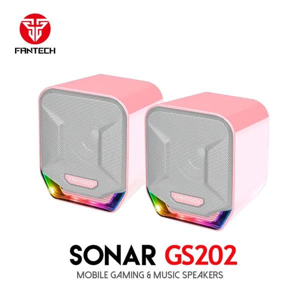 FANTECH SONAR GS202 RGB Pink Computer Speaker 3.5MM Plug Stereo Surround Wired Speaker For Desktop PC Laptop TV BOX Gamer