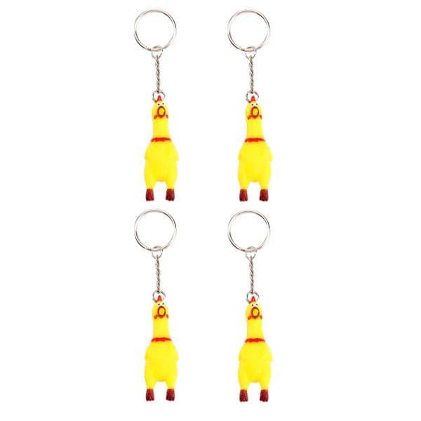 4 Pcs Screaming Chick Keyrings Decor Chicken Keychain Toys For Kids Decorate Holder Vinyl DIY Bag Pendant Child Mini Kids