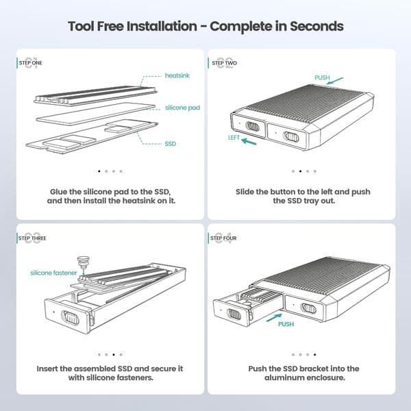 Yottamaster Dual Bay M.2 NVMe SATA SSD Enclosure USB C M.2 SSD Adapter Support M Key PCIe and B+M Key External Hard Drive Case