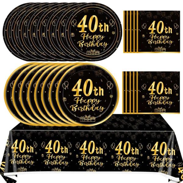 Vintage 40th Birthday Decorations Back in 1980 40th Theme Birthday Party Decorations Tableware Paper Plate Napkin Tablecloth Men