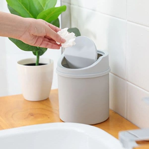 Mini Desktop Dust Bin Small Trashcan Paper Waste Basket Trash Garbage Can Workspace Vanity Counter Storage Box Home Desk Dustbin