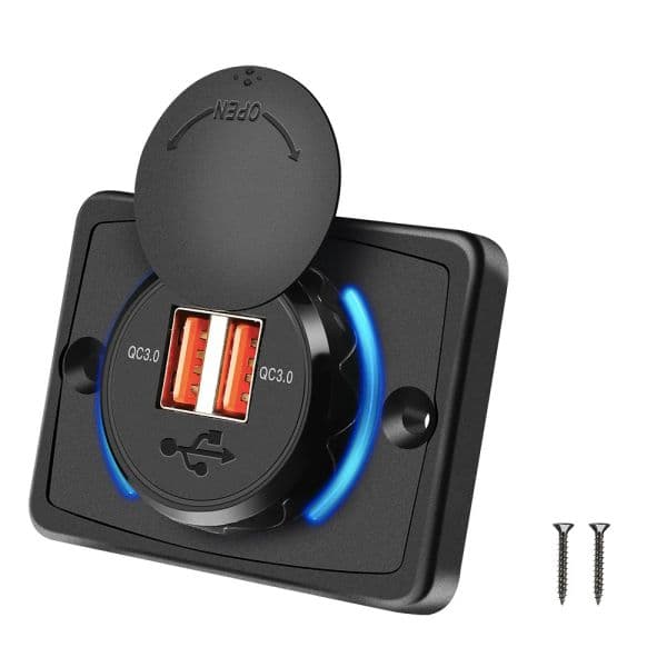 Dual USB QC 3.0 Car Charger Socket 12v 24v Power Outlet For Car Boat Vehicle Bus RV ATVW Phone Charger Adapter Panel
