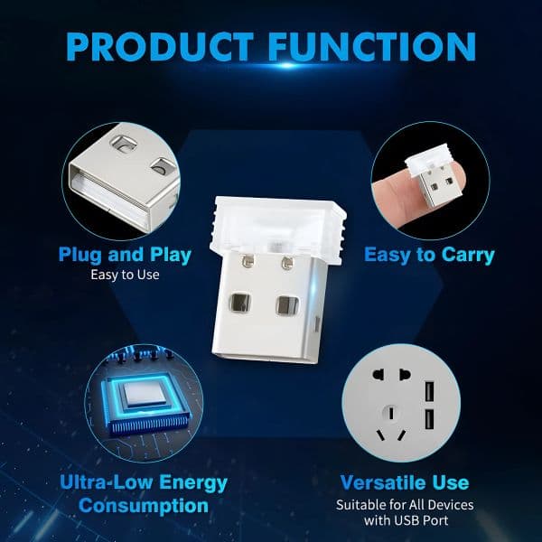 Mini USB Car Light Universal Portable USB Atmosphere Light DC 5V USB LED Car Interior Lighting kit for Laptop Night Home Office