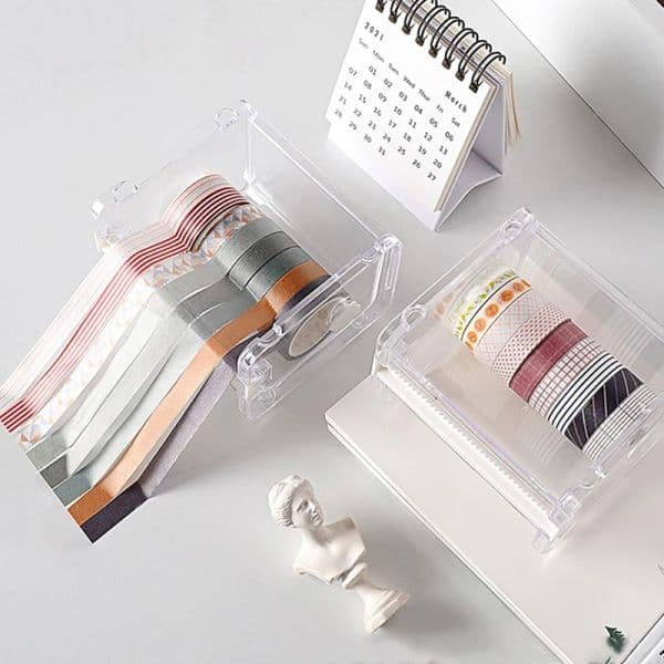 Masking Tape Cutter Washi Tape Storage Organizer Cutter Office Tape Dispenser