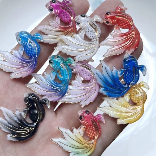 10pcs 25 * 28mm acrylic carp pendant necklace diy accessories charm fish gift Talisman jewelry earrings with decoration