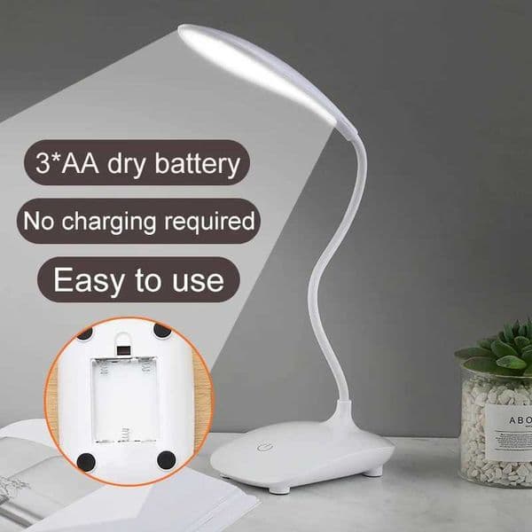 LED Desk Lamp AA Dry Battery Powered Touch Dimming Study Bedroom Student Dormitory Portable Night Light Folding Table LampLX241102