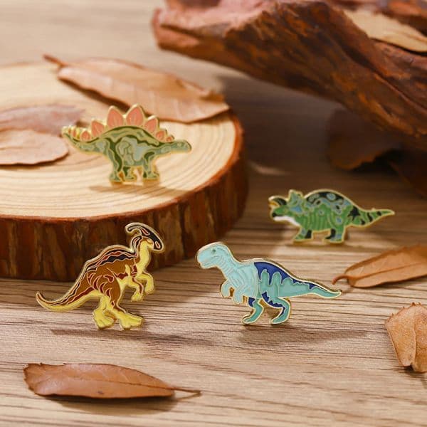 Dinosaur Enamel Pins Cute Animal Brooch Pterosaur Triceratops Stegosaurus Tyrannosaurus Rex Badge Lapel Jewelry Accessories Gift