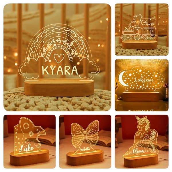 Custom Baby Kids USB Night Light Personalized Children Name Lamp Nursery born Bedroom Home Decoration Birthday Souvenir Gift 240402