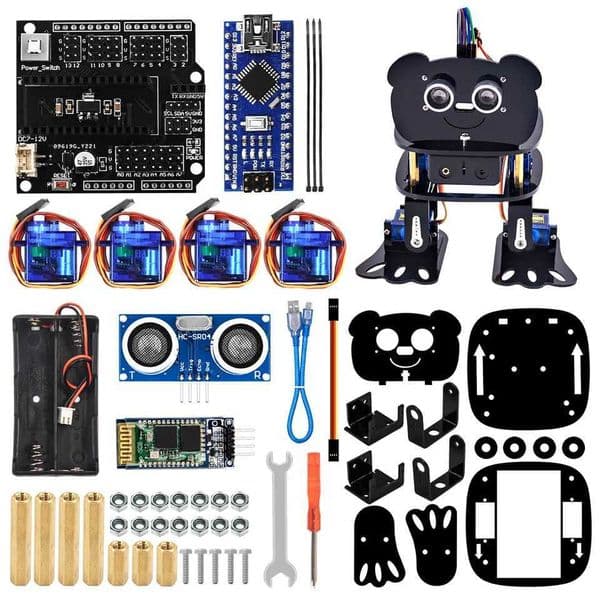 Electronics Robots LAFVIN 4-DOF Panda Robot Kit Dancing Robot Kit for Arduino DIY Electronic Toy Automatic Tracking /APP Control J241104