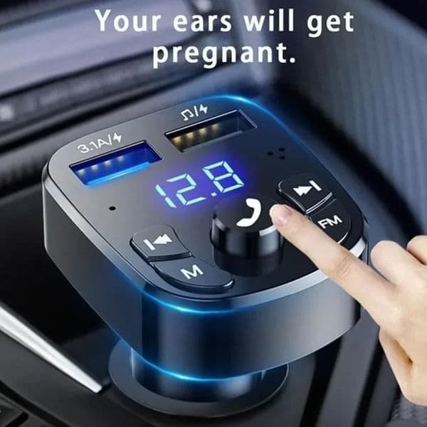Car Kit: Bluetooth 5.0 FM Transmitter, MP3 Player, Dual USB Fast Charger, Hands-free Audio Receiver dh5727163