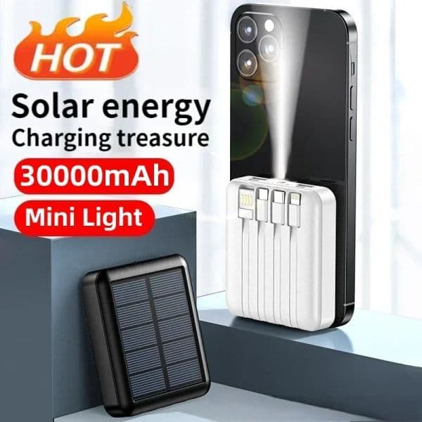 20000mAh 4USB Lines Slim Power Bank Portable Charging External Spare Battery for All Smartphones Solar Powerbank