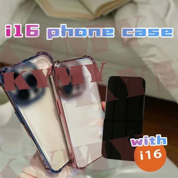 Transparent Apple i16 accessory set, advanced anti-fall and dustproof electroplated acrylic mobile phone case, buy i16Pro max mobile phone.