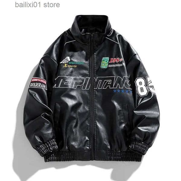 Men's Jackets 2024 American Leather Coat Male Spring Autumn Casual Jacket Top Punk High Strt Motorcycle High-grade Quty Fabric Coats T241104