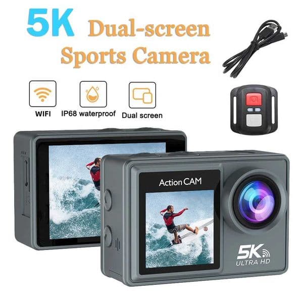 Action Camera 5K WIFI Shockproof Double Sn Waterproof 170 Wide Angle Outdoor Sports Camera with Remote Control Helmet Camera M260228
