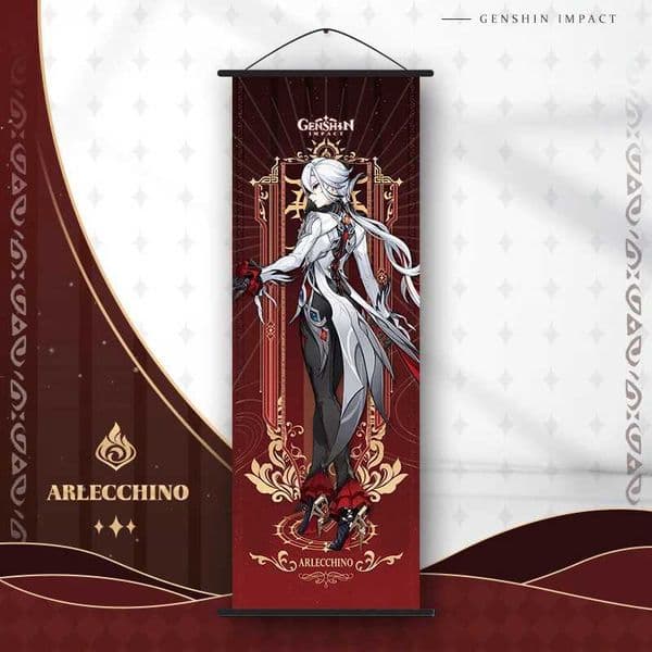 Anime Poster Genshin Impact Arlecchino Raiden Scroll Canvas Hanging Painting Wall Decor Picture Room Decoration Wall Art GiftsXJ241104