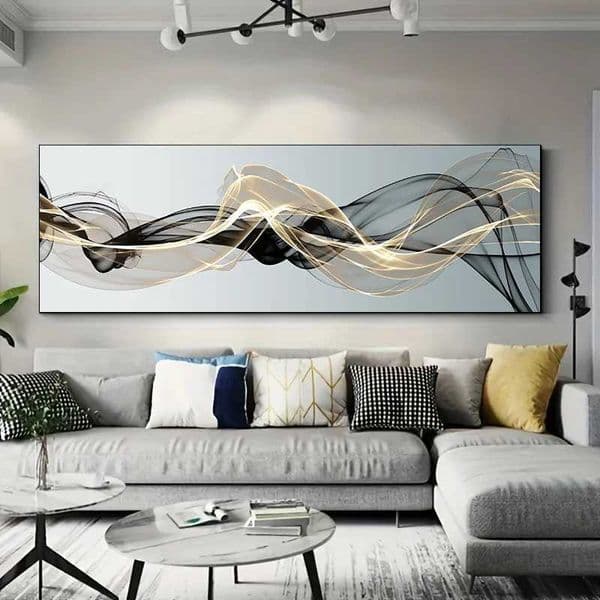 Modern Nordic Abstract Ink Wall Art Canvas Painting Gold and Black Versatile Ribbon Posters Prints Picture for Living Room DecorXJ241104