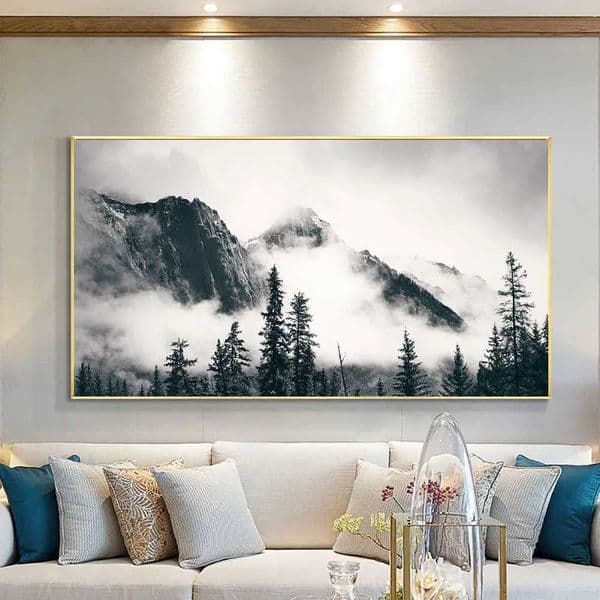 Black And White Mountain Photo Canvas Print Modern Wall Art Poster Nature Landscape Picture for Living Room Home Decor CuadrosXJ241104