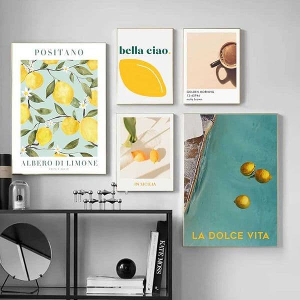 Lemon Orange Poster Decorative Coffee Prints Wall Painting Fabric Flower Canvas Picture Abstract Wall Art Home Decor CuadroXJ241104