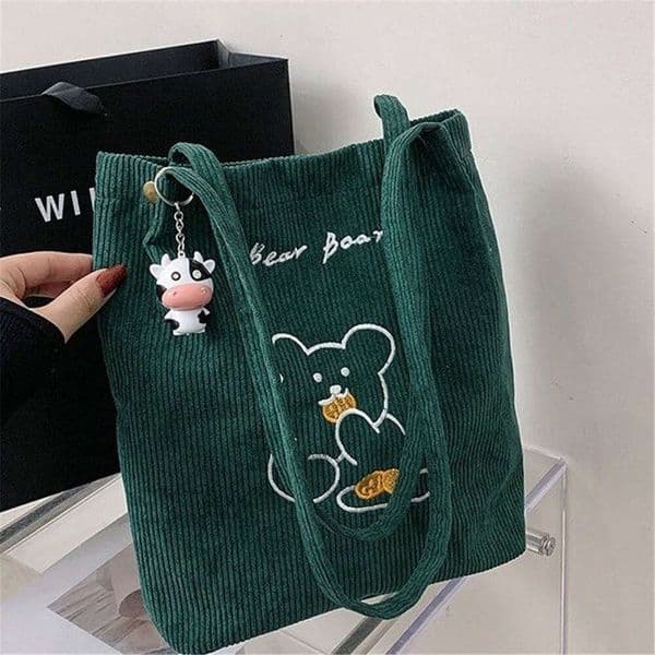 Handbags for Corduroy Women Shoulder High Quality Eco Storage Female Purse Reusable Foldable Large Shopper Totes Bag
