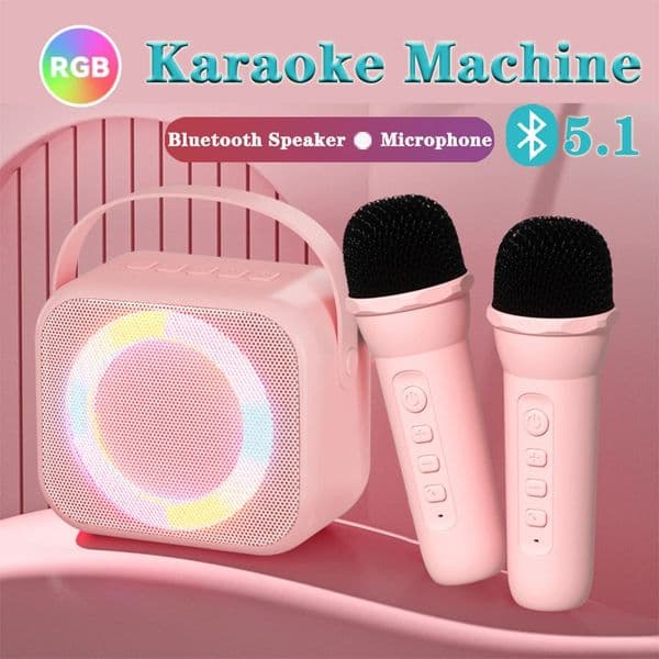 Bee Mini Childrens Karaoke Singer with Bluetooth Ser Wireless 1 and 2 Microphones HIFI Sound RGB Home KTV Party 241106