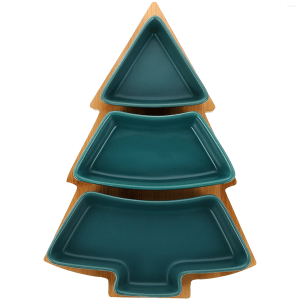 Dinnerware Sets Fruit Snack Tinsel Christmas Tree Plate Candy Supply Dish Multi-function Tray Green Tabletop Desktop Travel