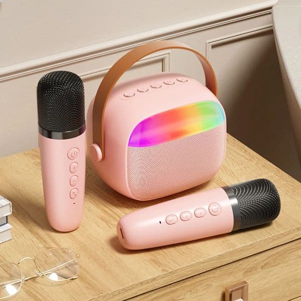 Microphone karaoke machine Bluetooth ser 5.3 system with 2 wireless microphones RGB lights Home singing ser Childrens gift 241106