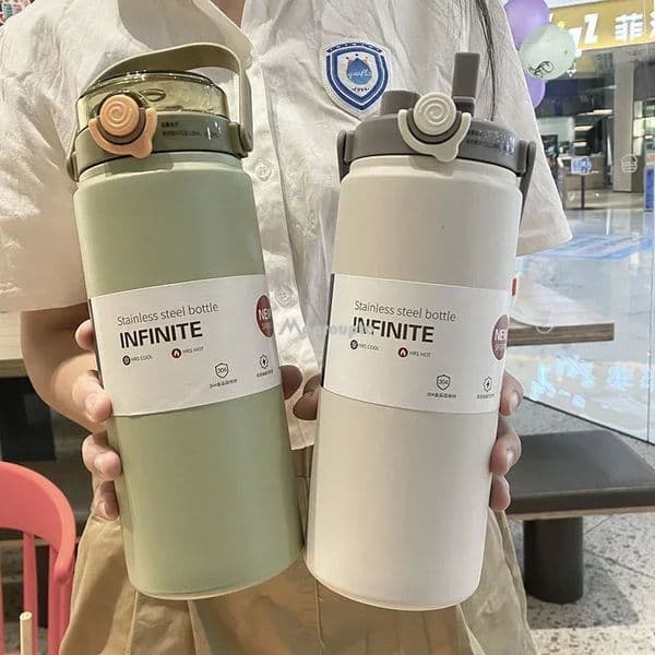 1.2L large capacity water bottle with stainless steel water bottle vacuum cover for maintaining and cold cups 241106