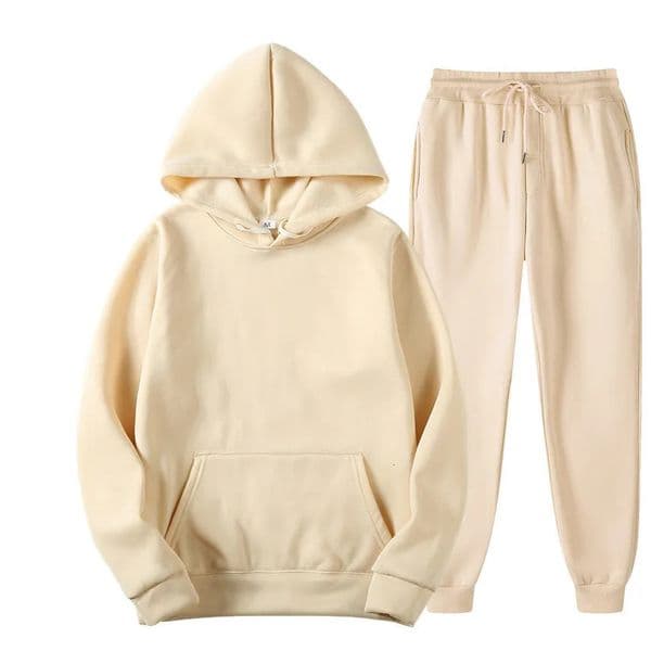 Autumn and Winter Mens Suit Fleece Warm Sports Casual Hoodie Set Solid Color Long Sleeved Loose Sports Suit 241107