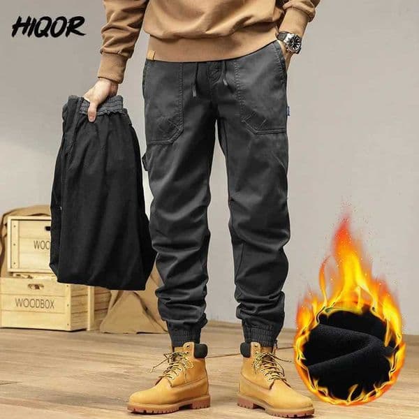 HIQOR Winter Fleece Cargo Pants Men Classic Outdoor Hiking Army Joggers Camping Overalls Thicken Baggy Tactical Pants for Men LX241107