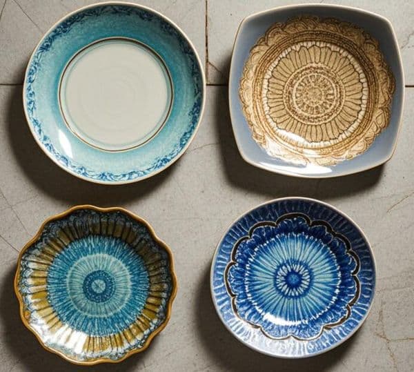 Personalized China Western Tableware Dark Decoration Ceramic Dinnerware Deep Blue Colorful Set Chinese Color Dishes Plates Cups Kit Gift Restaurant Furniture