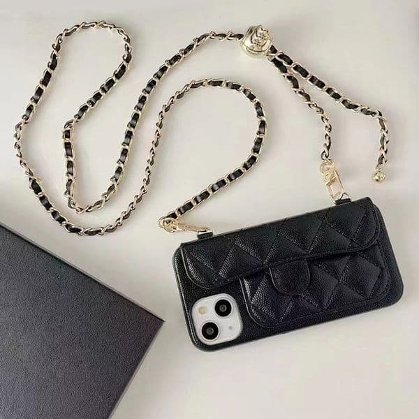Designer perfume Phone Case For Apple Iphone 17 16 15 14 13 12 11 cologne Luxury Diamond Leather Chains Card Holder Strap