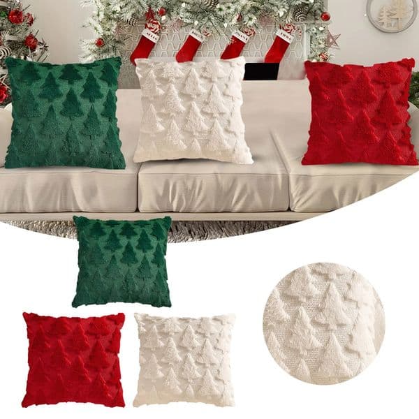 Flannel size pillowcase Christmas supplies Christmas tree printing pillowcase living room sofa cushion party night pillowcase 2024 241107