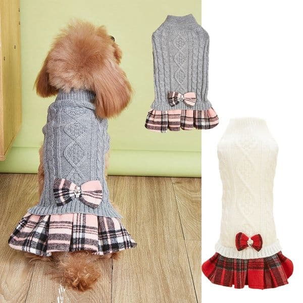 Luxury Sweaters Girl Pullover cat Comfy Small With dog Bowtie Buffalo Check Coats Dog Clothes Turtleneck Dress Knitwear Puppy Sweater Free Shipping