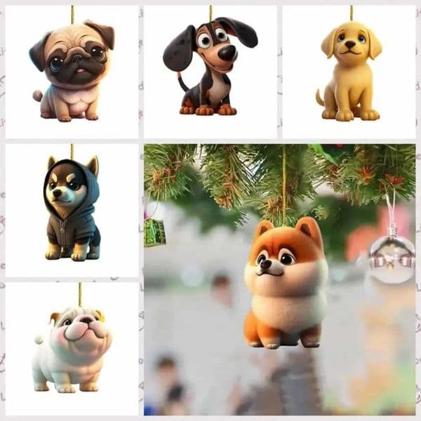 2024 2D Acrylic Cute Dog Animal Merry Christmas Decoration Tree Hanging Ornaments for Home Ornaments Pendants 2024 New Year GiftXJ241107