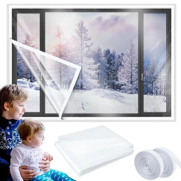 Sheer Curtains Insulation film suitable for reusable indoor shrink windows aluminum window frames and sliding window shells in winter 241107
