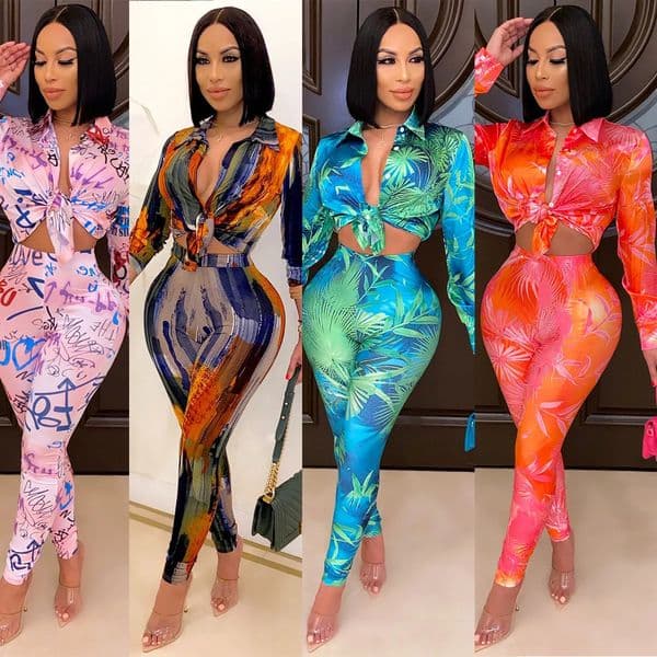 Summer Letter Leaf Print Womens Set Blouses Shirt Legging Pants Suit Active Wear Tracksuit Two Piece Set Fitness Outfits 240328