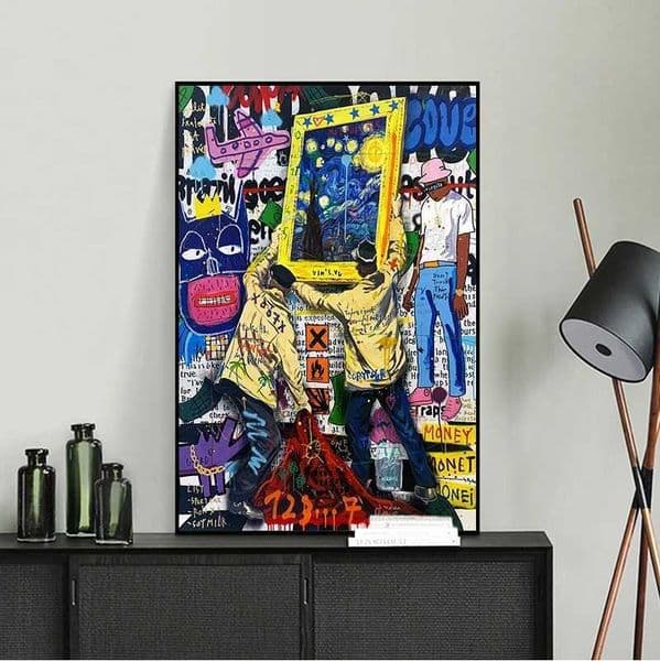 Dont touch my Van Gogh canvas painting graffiti art posters printing wall art pictures for living room wall decoration Cuadros X241107