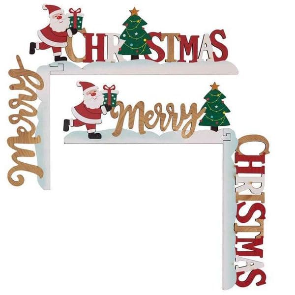 1PC DIY Wooden Door Frame Ornament Christmas Door Corner Frame Decoration Santa Claus Door Sign Decor For Xmas Home Party PropsXJ241107