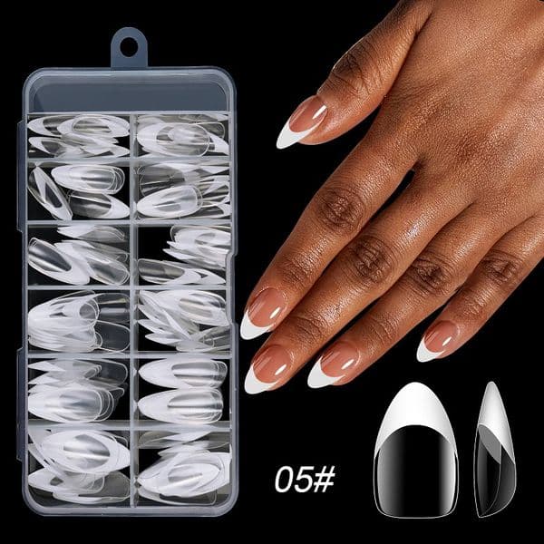 Press Ons Nail 120Pcs/Box Acrylic nail salon French False Medium Length Square Armor Full Cover Nail nail tech Tips Can Be Removable Mixed Size Press