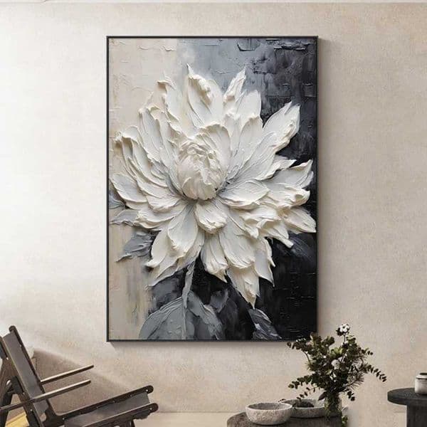 Luxury Designer Decor X241107 White Floral Oil Paintings On Canvas - Luxurious Printed Wall Art For room Porch And Living Room Decor Decorat 5