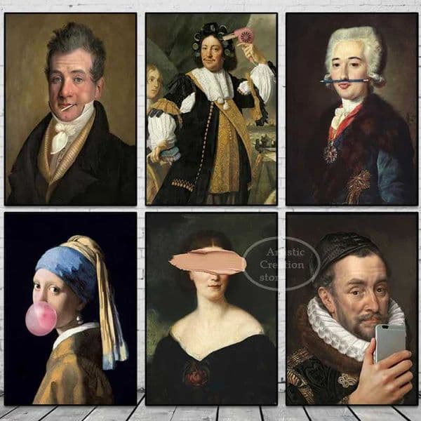ic European oil painting womens canvas interesting lip strokes wall art printing poster pictures for living room wall art home decoration X241107