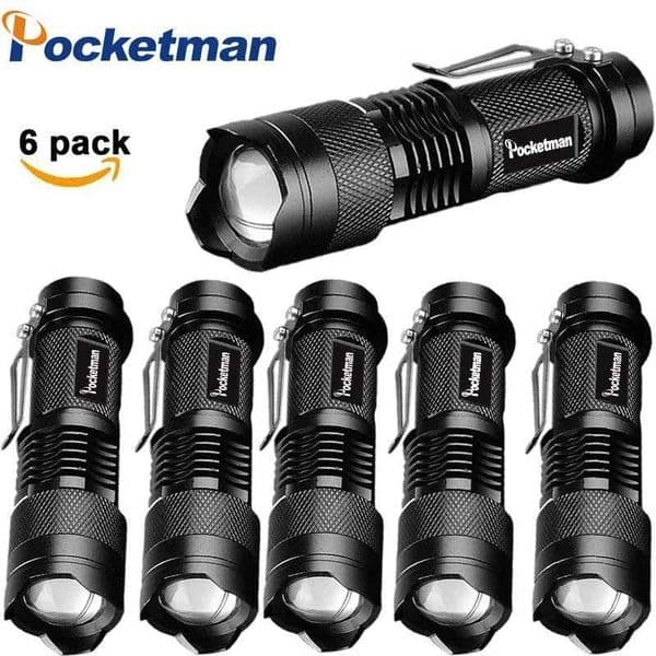 Powerful Tactical Flashlights Portable LED Camping Lamps 3 Modes Zoomable Torch Light Lanterns Self Defense 6pcs/Lot z50LX241109