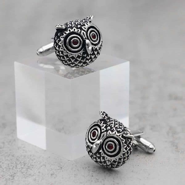 The newly arrived creative retro owl cuff link with red crystal eyes and owl design is the best gift for mens wholesale and retail W241109