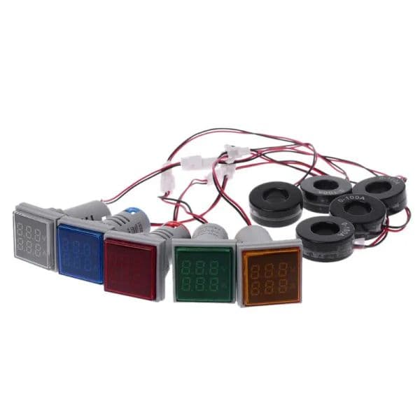 Square Dual Display Voltmeter Ammeter LED Digital Gauge AC60-500 V 100A
