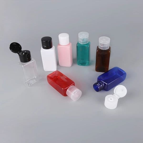 500pcs 30ML Mini PET Empty Square Bottle For Cosmetic Packaging Plastic Bottle With Gold/Silver Aluminum Screw Cap