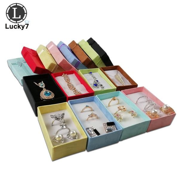 Assorted Colors 12pcs/Lot Jewelry Sets Display Box For Necklace Earrings Ring 5*8*2.5cm Packaging Shadow Box Jewelry Organizer