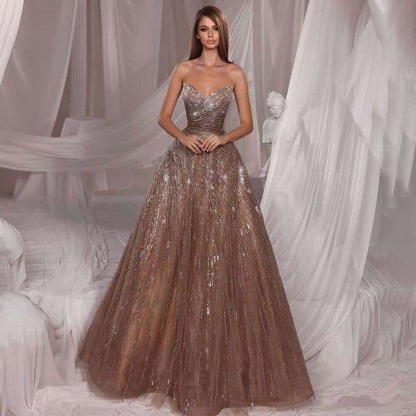 Serene Hill Arabic Caramel A E Beaded Dubai Evening Dresses Gowns For Party LA Customized vening L