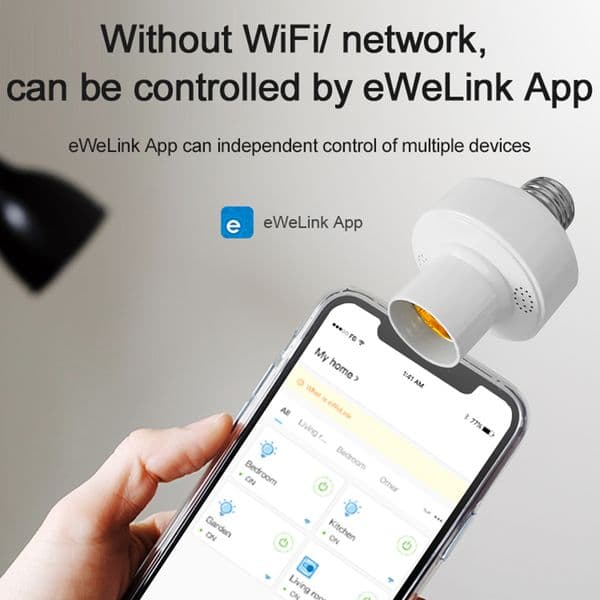 Bluetooth-compatible Smart Light Bulb Socket E27 Lamp Bulb Holder Supports eWeLink App Control for iOS Android a245c
